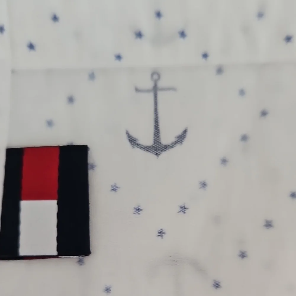 Tommy Hilfiger Navy White Nautical Anchor Stars Print Twin Flat Sheet